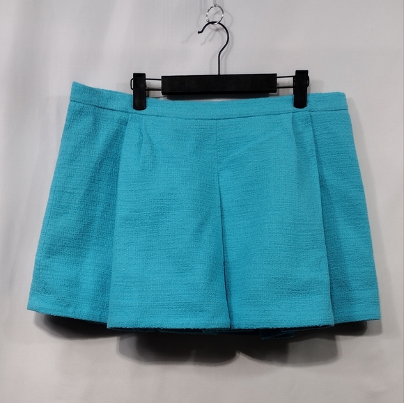 NWT Zara Pleated Textured Pleated Mini Skirt Women's XL Blue Preppy Academia - Picture 2 of 13